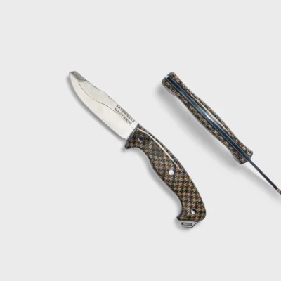 FU 10cm outdoor knife with Massy-Birch tweed handle, product shot
